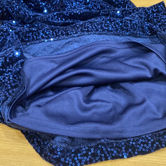 **NWOT ** Eliza J Velvet Allover Sequin Sheath Dress Navy Blue - Picture 14 of 17